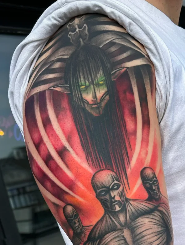 tatuaje curado eren titán fundador ataque a los titanes